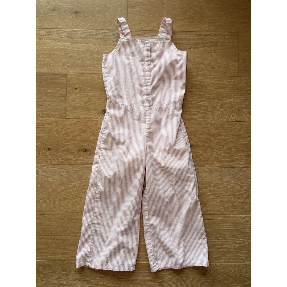 Gymboree Girls Pink White Striped Wide Leg Jumpsuit Sleeveless Size 8